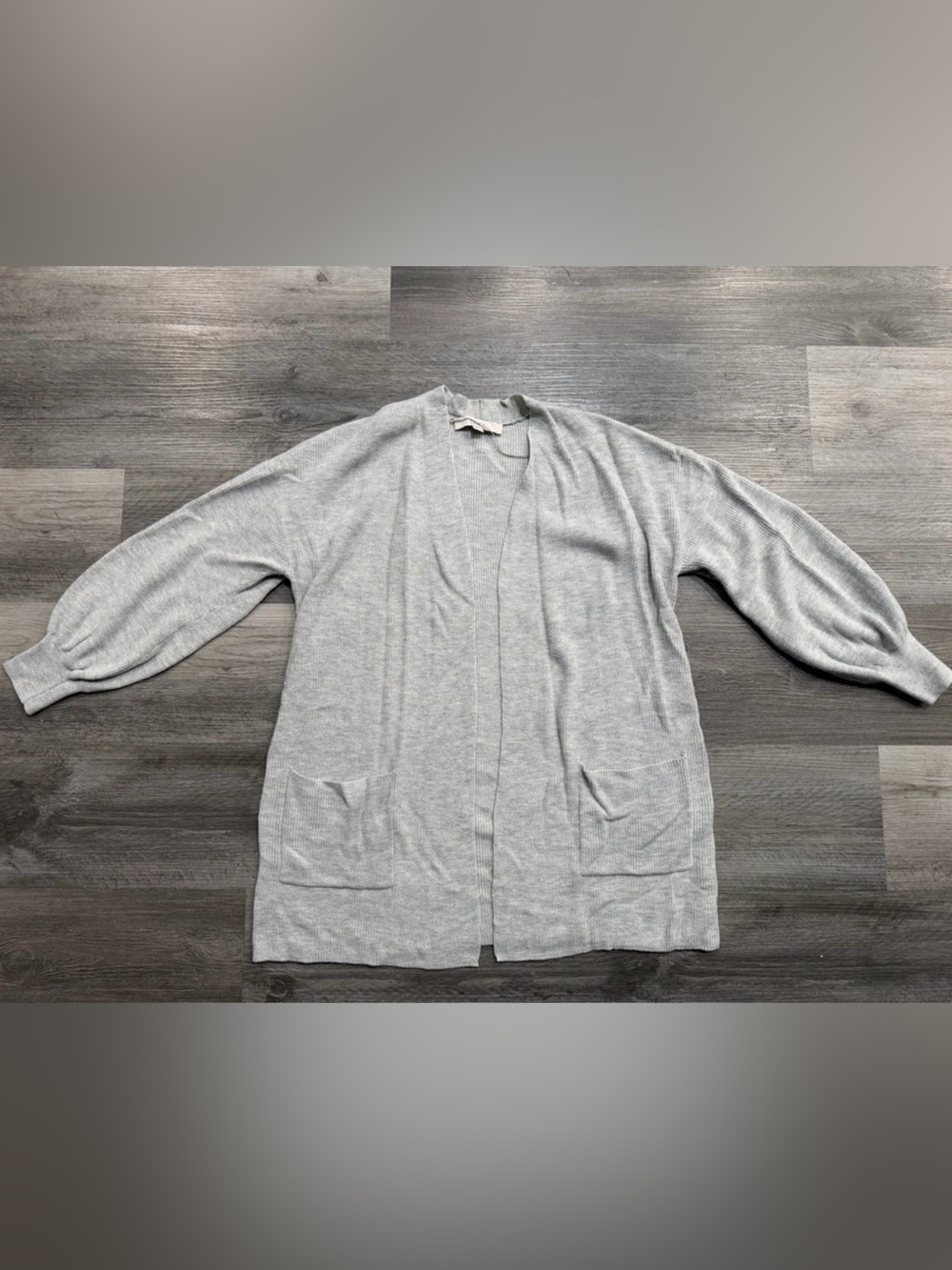 LOFT Light Gray Balloon Sleeve Open Knit Women's Cardigan